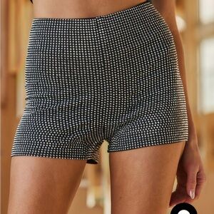 La Roux Black Rhinestone Hot Shorts
